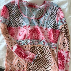 Pink Multi Floral & Geometric Long Sleeve Top